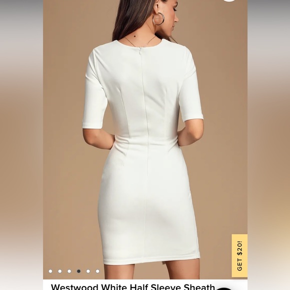 Lulus Westwood White Half-Sleeve Sheath Dress (Size L) - Picture 3 of 7